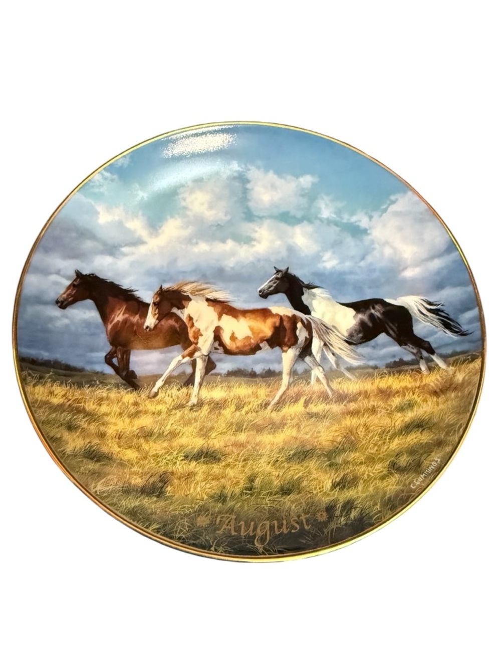 Month of August Danbury Mint, featuring artwork by Chris Cummings- single plate